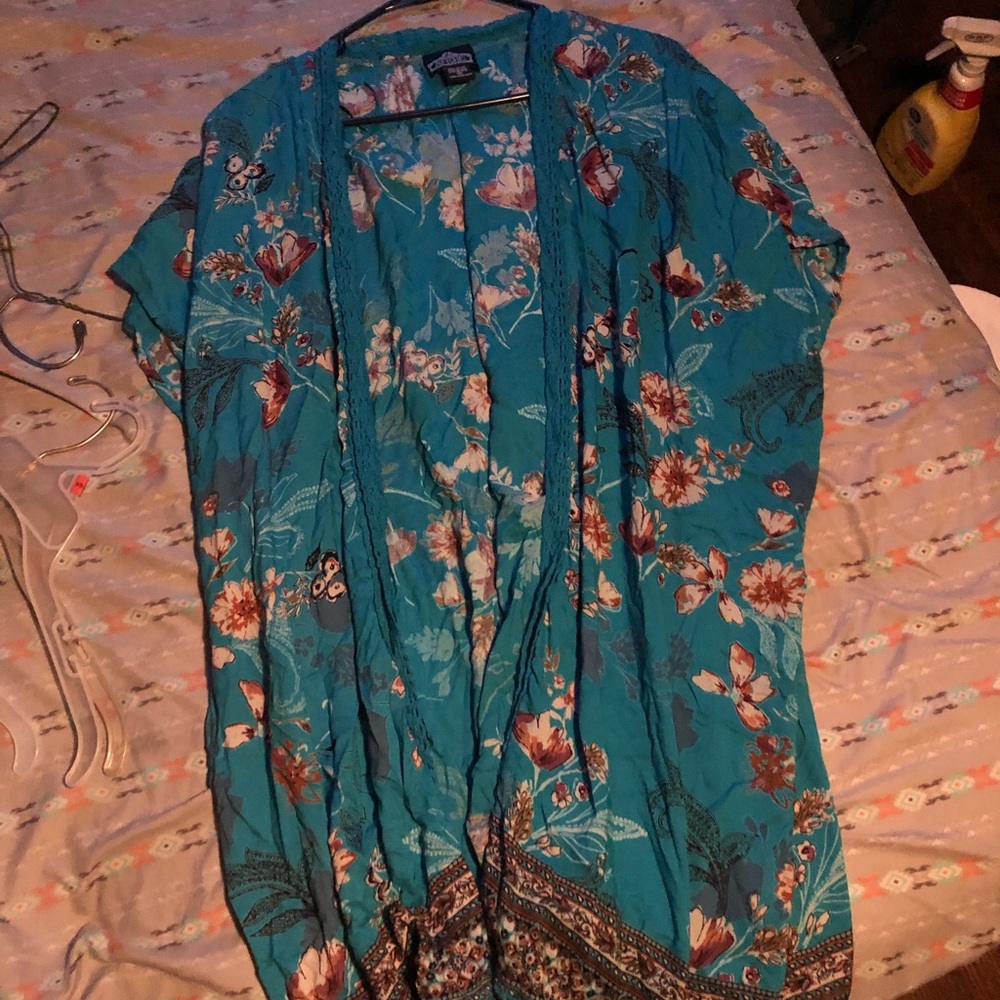 Floral blue cover up